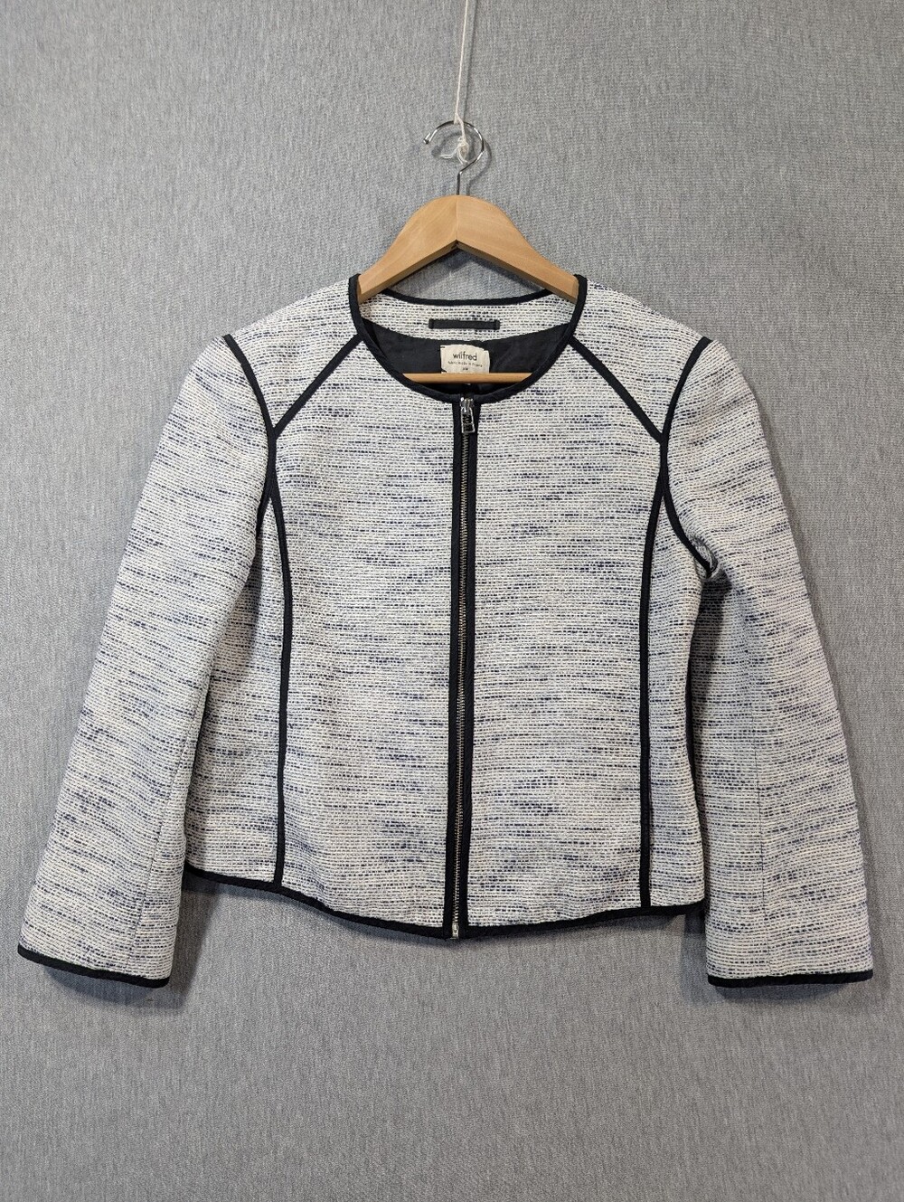 Wilfred Cropped Blazer Jacket Women's 6 Black White